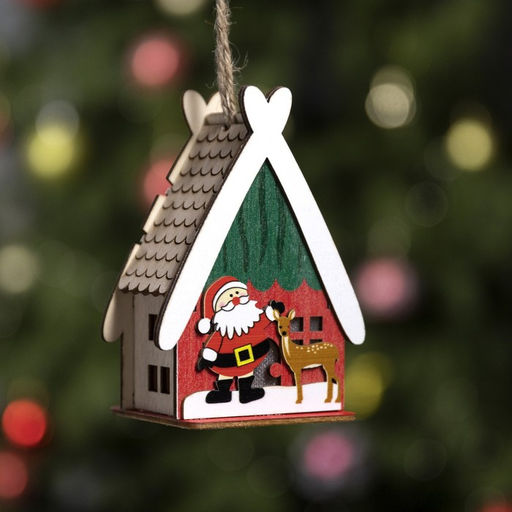 Ёлочная игрушка Домик с Сантой, 7.7х11х6 см, 1 LED, от батареек, свечение тёплое белое - Luazon lighting фото 2