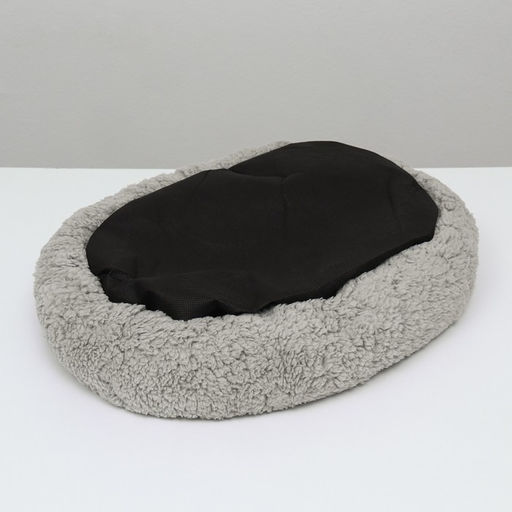 Лежанка для собак и кошек Уют, мягкий мех, 50 х 42 х 11 см, серая - Пижон фото 5
