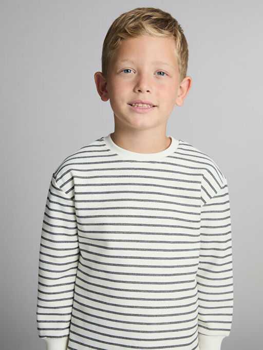 Bisiklet Yaka ?izgili Erkek ?ocuk Sweatshirt