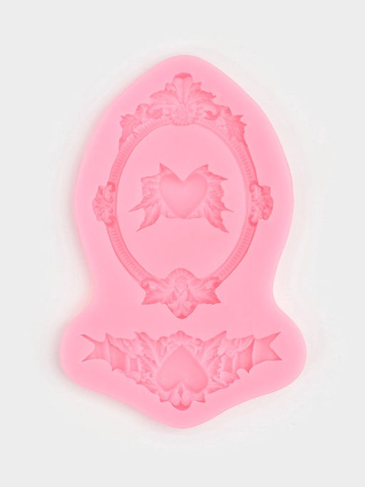 Молд для заливки Сердца, рамка, лепнина, силикон, 12.5?8.2?1.1 см, МИКС