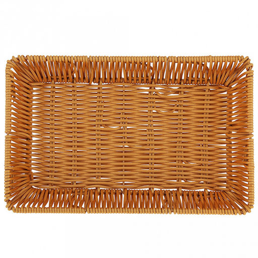 Корзина-сухарница плетеная Кондитер 27х17см h3,8см, полипропилен, медовый, металлический каркас, форма прямоугольная (Китай) - Домашняя мода фото 3