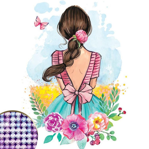 Алмазная мозаика с частичным заполнением на холсте «Девушка», 15×21 см