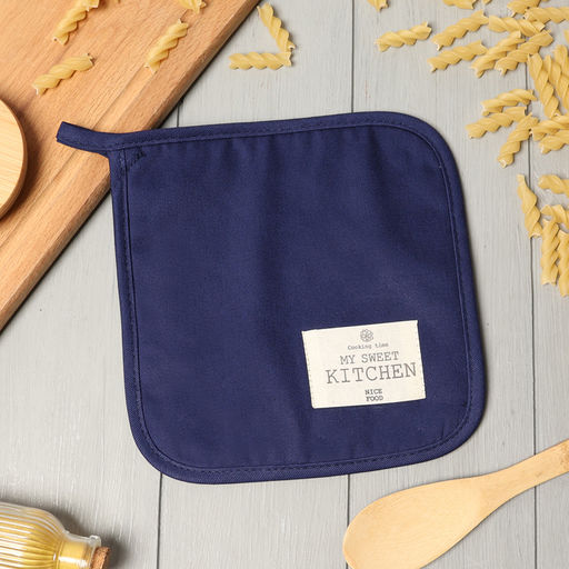 Прихватка «Этель» Kitchen, синяя, 19×19 см, саржа,100% хлопок