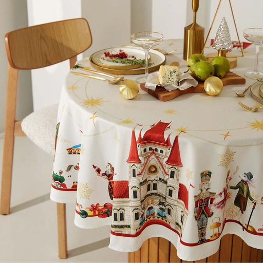 Цена за 2 шт. Скатерть новогодняя "Этель" "Щелкунчик" d=220 см, 100% хл, саржа 190 г/м2