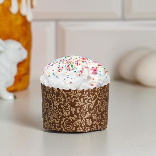 Цена за 20 шт. Форма для кулича бумажная Деко-про «Флора», 6×4.5 см, коричневая