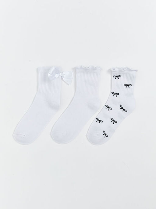 Fiyonk Detayl? K?z ?ocuk Soket ?orap 3l?