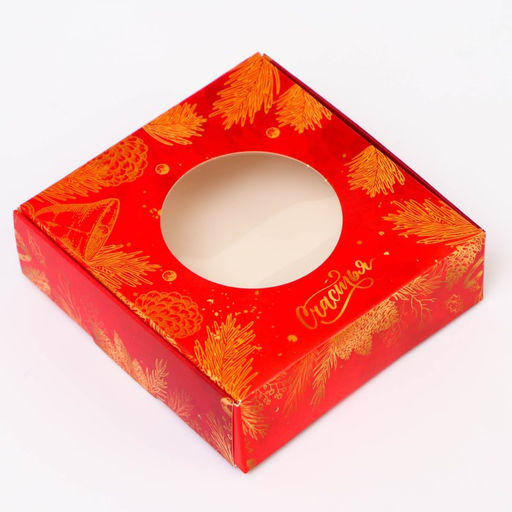 Цена за 5 шт. Коробка новогодняя подарочная складная с окном Исполнения желаний, 10?10?3 см - UPAK LAND фото 3