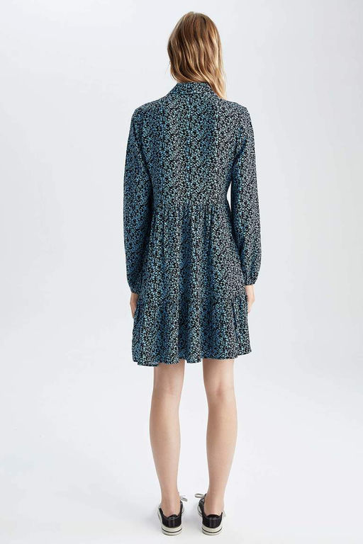 Мини-платье-рубашка с воланами и цветочным узором - Defacto фото 6