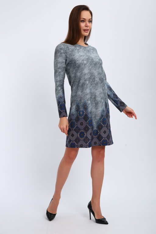 Ночная сорочка из интерлока длинный рукав купон Соня серо-голубой