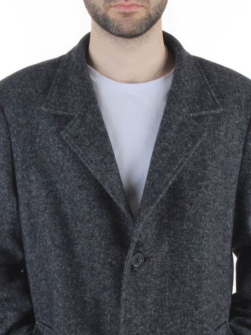 475675832 DK. GRAY Пальто Френч демисезонное мужское (65% шерсть, 35% кашемир)