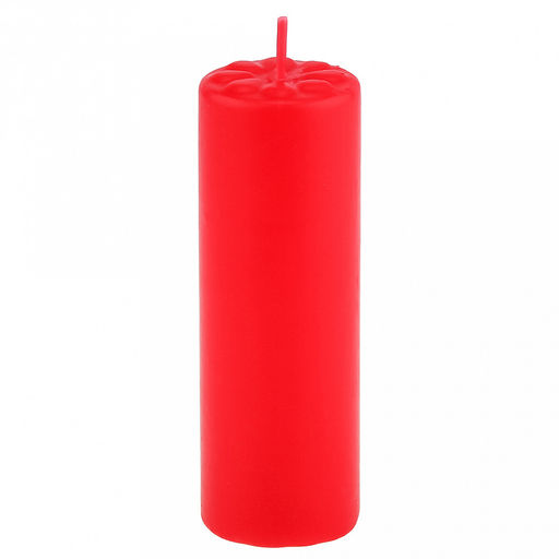 Свеча "Цилиндр" д4см, h12см, парафин, с декором, "Лепесточки", время горения 18 часов, красный (Россия)