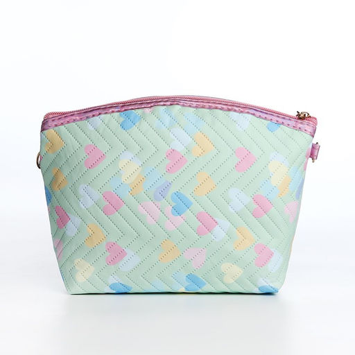 Сумка детская Сердца для девочки, на молнии, зелёная