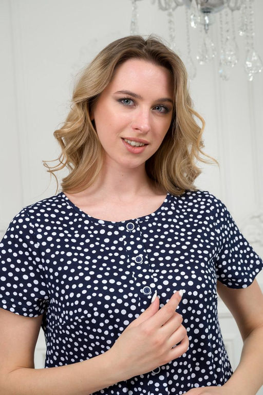 Платье женское из кулирки Кармелита горошек на темно-синем - Амадэль фото 12