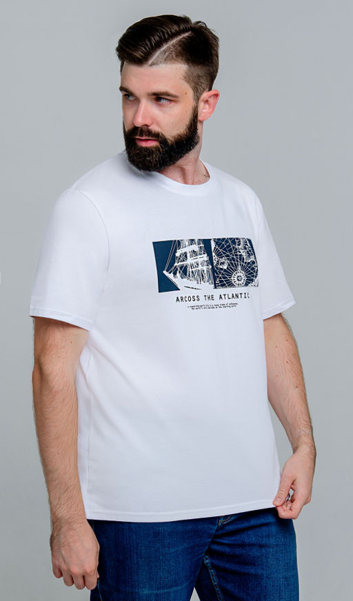 Арт. 67126 Футболка мужская 48-56 (5 шт) Цвет:белый - Идеал фото 2