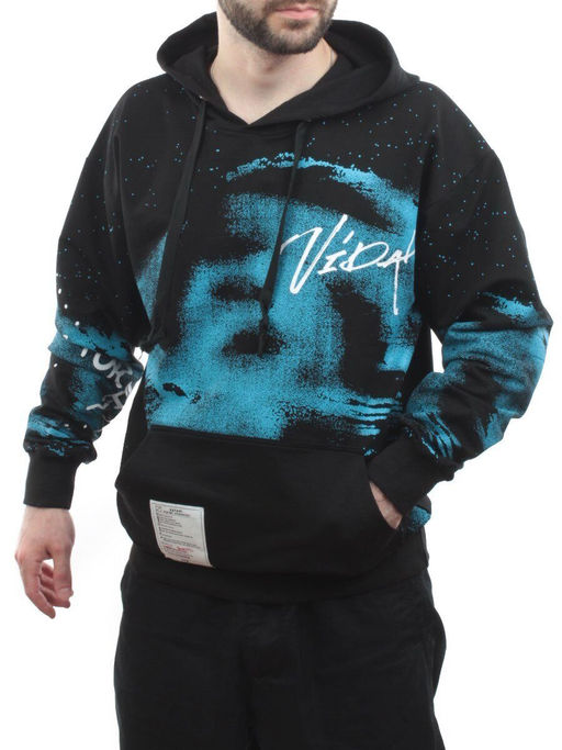2626 BLACK/BLUE Толстовка мужская (75% хлопок, 20% полиэстер, 5% спандекс) - Fashion фото 4