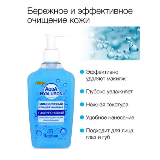 Floresan AQUA HYALURON Гель для умывания мицеллярный,гиалуроновый, 250мл
