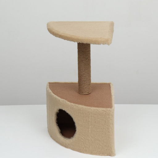 Домик для животных угловой, 35×35×64 см, джут, бежевый