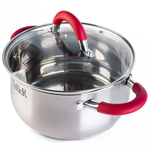 Набор посуды из нержавеющей стали Милфорд 4 штуки: кастрюли 2,2л - д18см, h9см, 3,2л - д20см, h10,5см, 5,2л - д24см, h11,5см, ковш 1,5л - д16см, h8см, s0,6мм, дно s2,8мм, полировка матовая снаружи, зеркальная внутри, стеклянная жаропрочная крышка, - Домашняя мода фото 6