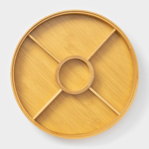 Менажница с крышкой Доляна Striata, d=30 см, 5 секций, круглый, бамбук