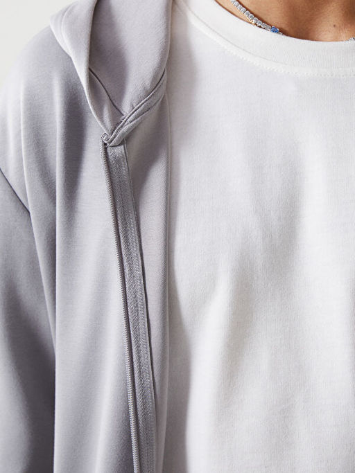 Kap??onlu Uzun Kollu Erkek Fermuarl? Sweatshirt