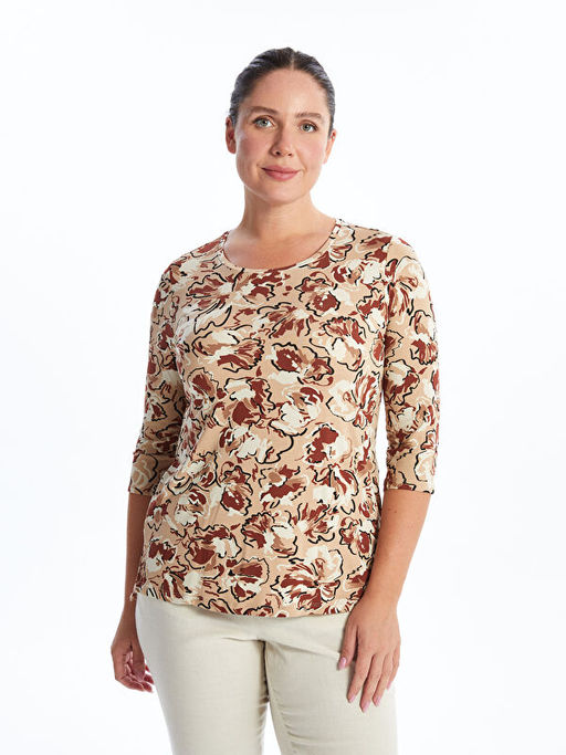 Bisiklet Yaka Desenli Kad?n Bluz