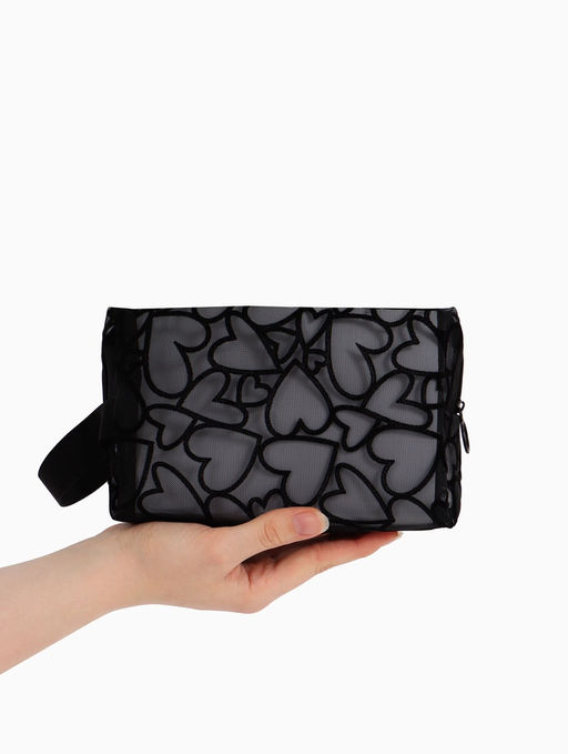 Косметичка Black beauty, с ручкой, на молнии, чёрная