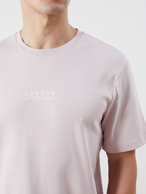 Bisiklet Yaka Bask?l? Erkek Ti??rt