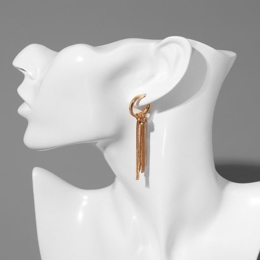 Серьги висячие «Стиль» цепи в узле, цвет золото