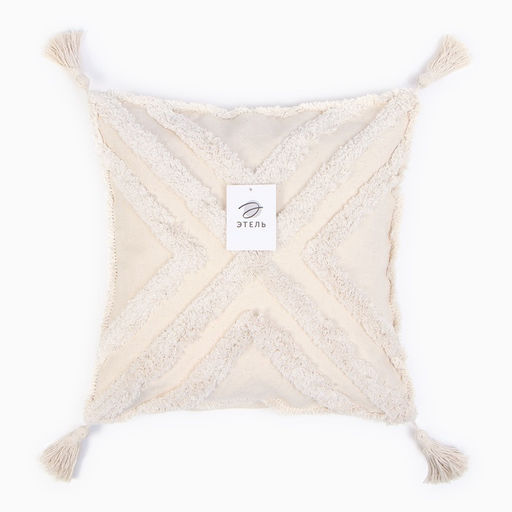 Наволочка декоративная Этель Бохо, 45х45 см, цвет молочный, 100% хлопок  фото 11