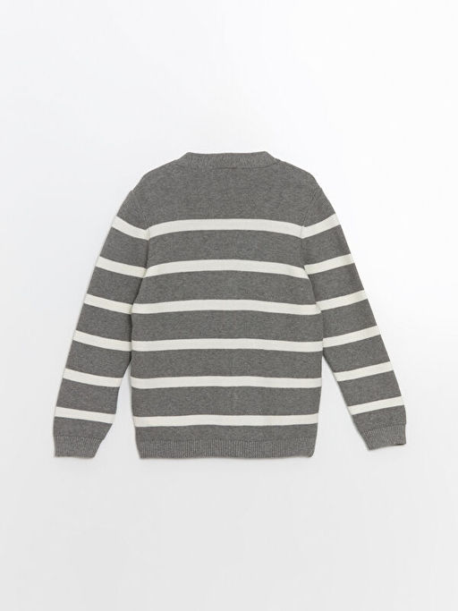 V Yaka ?izgili Erkek ?ocuk Triko H?rka