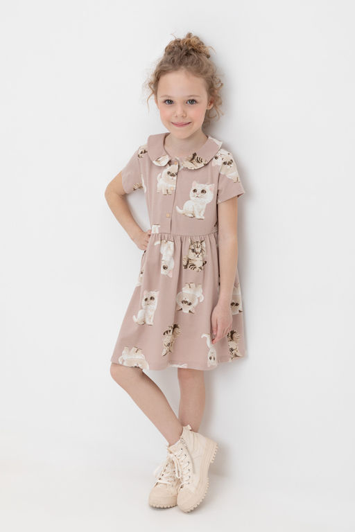КР 5824/кофейный,милые кошечки к511 платье для дев - Crockid фото 3