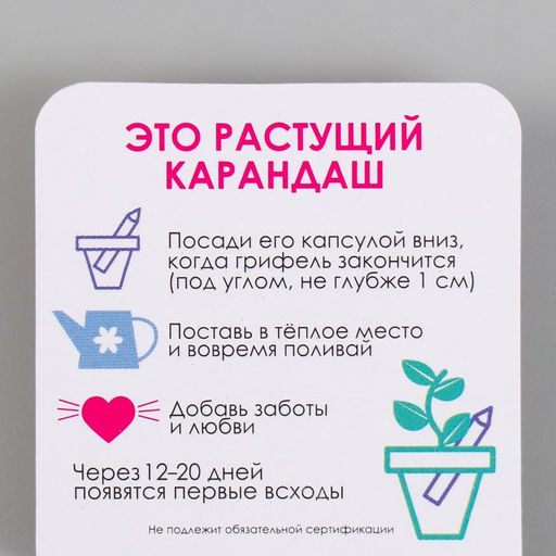 Растущий карандаш подарочный «Гвоздика. Мечтай», mini, простой чернографитный
