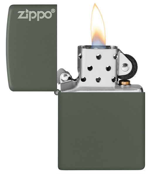 Зажигалка ZIPPO Логотип с зеленым матовым покрытием | Logo Green Matte 221ZL  фото 3