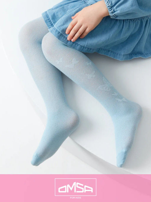 OMSA kids Collant 12A01-3 с ажур рис (бабочки) - Blu Сhiaro