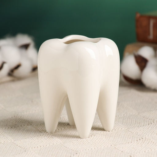 Декоративное кашпо для цветов «Зуб мудрости», 180 мл, 3.2×2.8×3.9 см, керамическое, белое