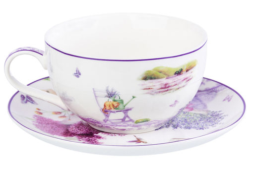 Чашка для капучино + блюдце 350 мл 14*11*6 см Лаванда NEW BONE CHINA - Elan gallery фото 6