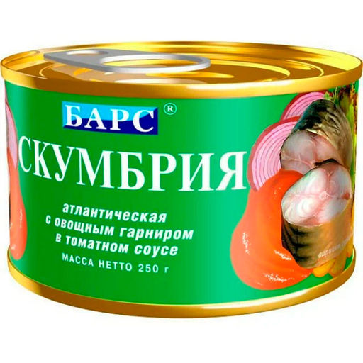 Барс Скумбрия атл Африканская с овощ гарнир в т/с 250г