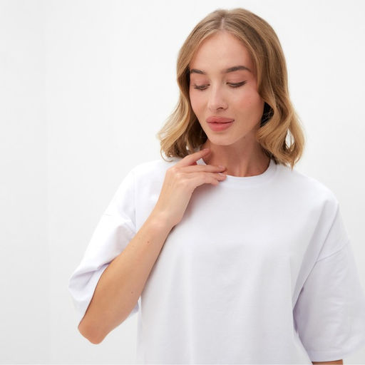 Футболка женская MINAKU: Basic line, белая, размер 48