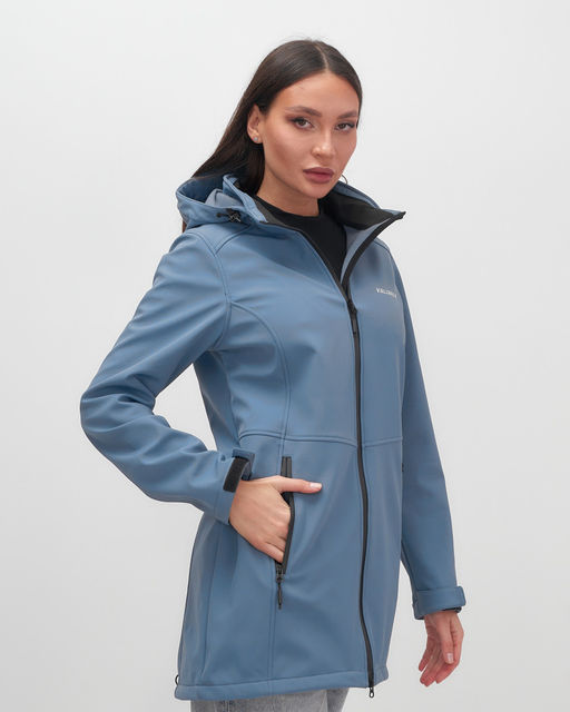 Парка спортивная женская с капюшоном softshell синего цвета 9568S - Mtforce фото 9