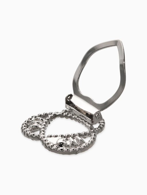 Зажим для платка "Узоры" три нити, цвет белый в серебре