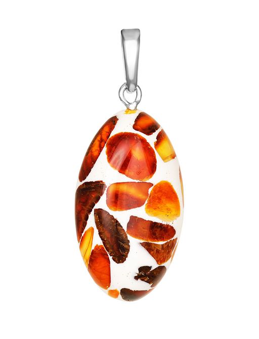 Овальный кулон из коллекции Далматин с натуральным янтарём