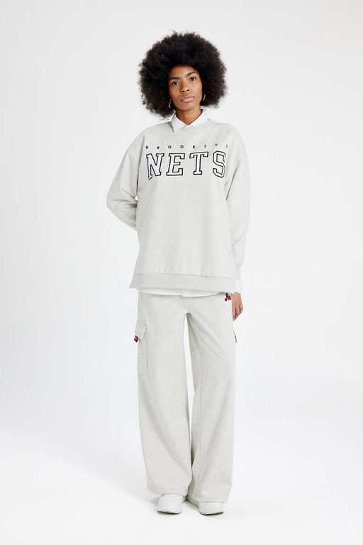DeFactoFit NBA Brooklyn Nets Широкие спортивные штаны с карманом  фото 4
