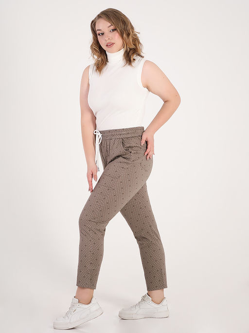 Брюки больших размеров летние женские - Almond фото 4