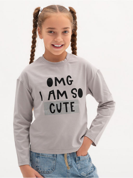 Лонгслив детский "ОМГ" серый