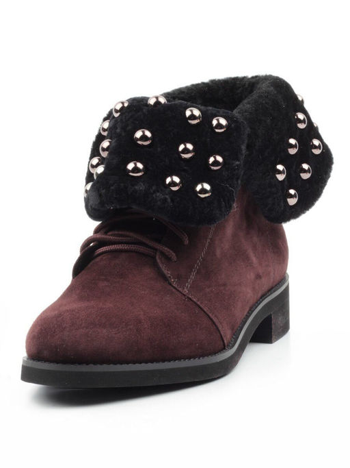 04-2265-B503M-Y1138 BROWN Ботинки женские (натуральная замша, нат.мех)