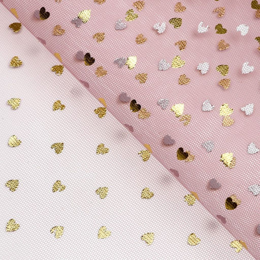 Сетка флористическая Золотые сердца, 50см*4,5м, розовая - Simaland фото 2