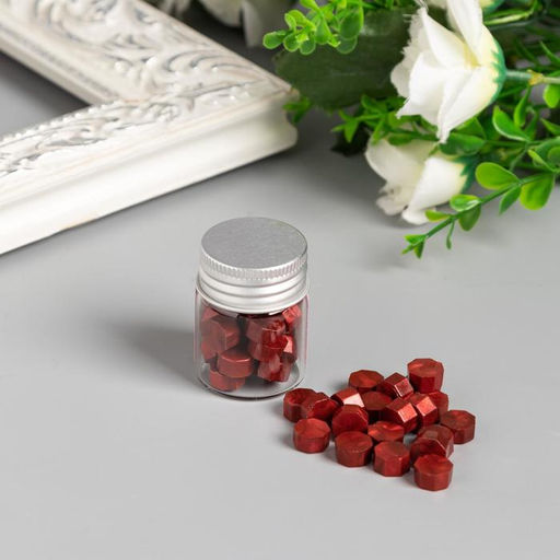 Цена за 2 шт. Сургуч в гранулах в баночке Восьмигранник терракот 9 гр 4,5х3х3 см - Арт узор фото 3