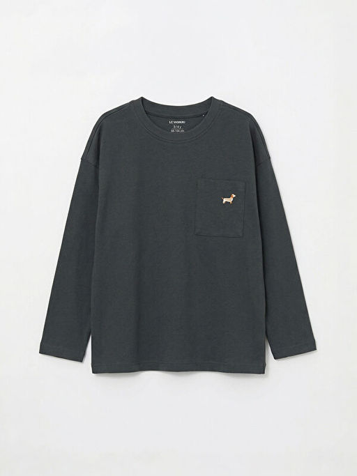 Bisiklet Yaka Bask?l? Uzun Kollu Erkek ?ocuk Ti??rt 2li