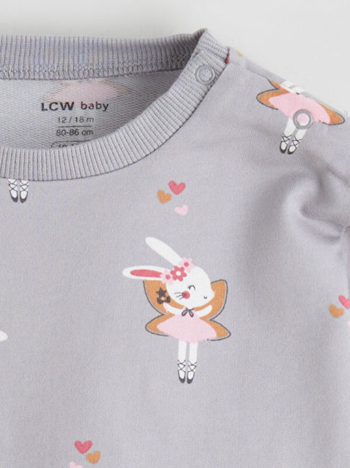 Tav?an Bask?l? K?z Bebek Sweatshirt ve E?ofman Alt?