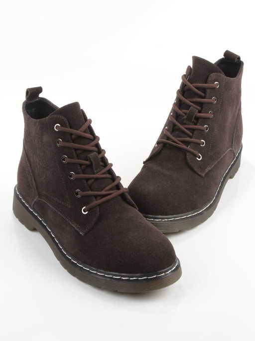 M15-35 BROWN Ботинки зимние женские (натуральная замша, натуральный мех)